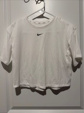 Nike White Short Sleeve Tee with Black Swoosh Center Chest